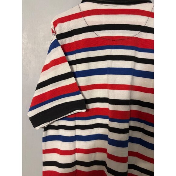 Roadblock Mens L Stripe Polo Shirt Red/Blue/Black/White Cotton Short Sleeve NWT - Picture 6 of 10